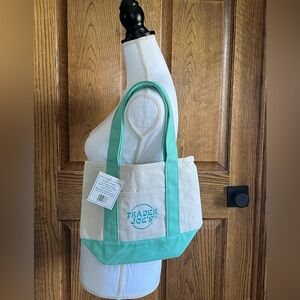 Trader Joe’s Spring Canvas Mini Tote Pastel Green Blue